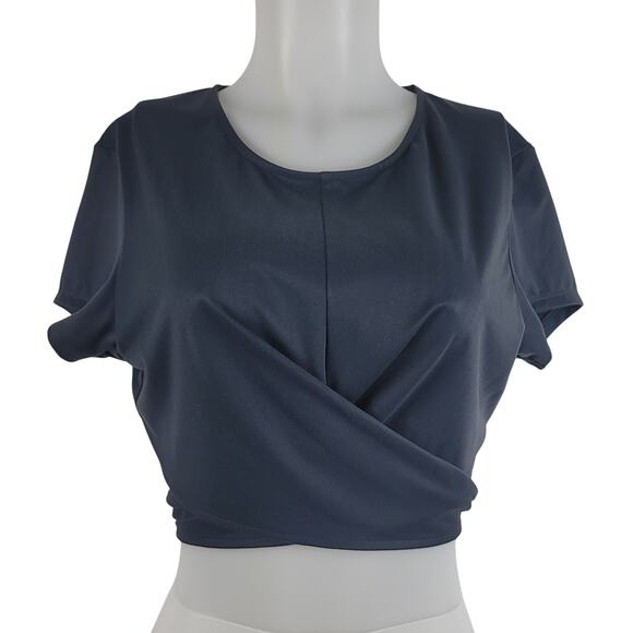 Victoria Secret Sport Athletic Work Out Casual Gray Wrap Top L - Picture 1 of 4